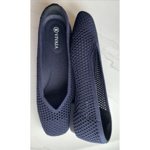 Vivaia Margot 2.0 square-toe V-cut mesh flats black size EU 38/ US 7